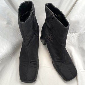 Black Microfiber Fabric Side Zip Ankle Boot